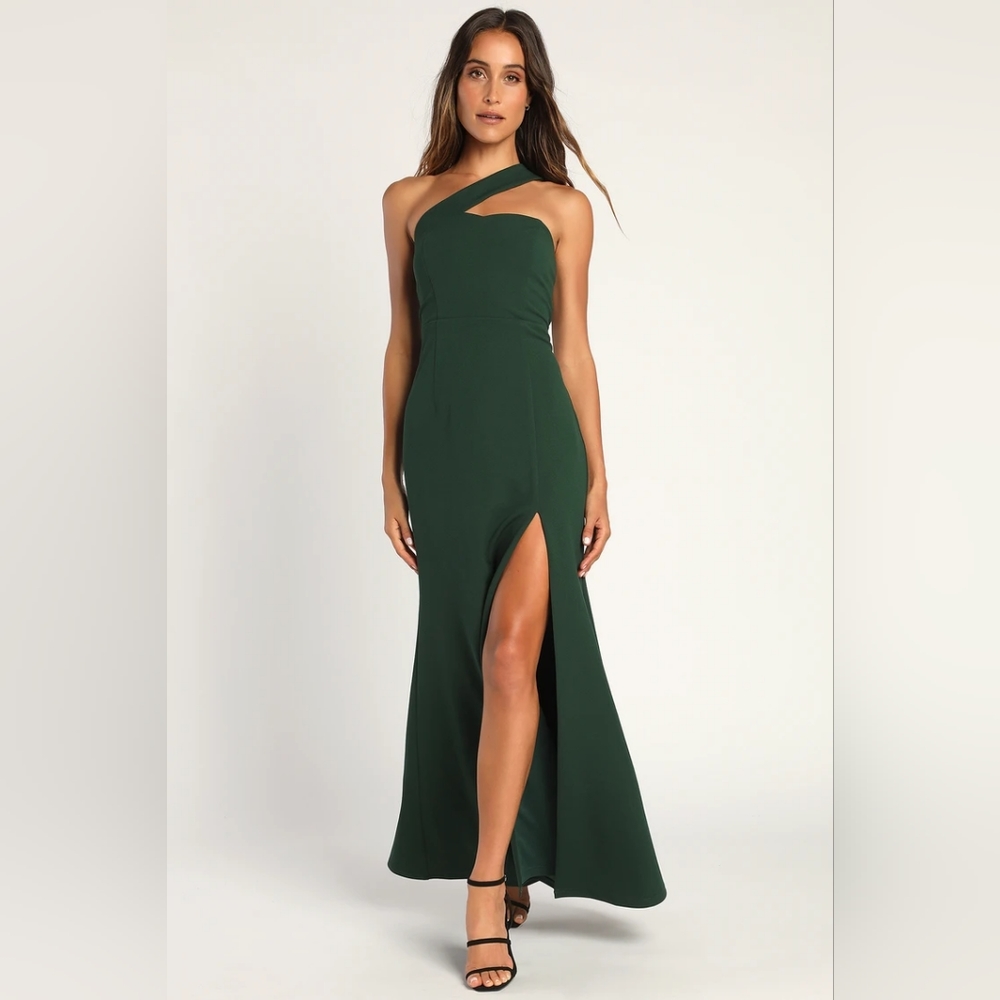 Your Majesty Emerald Green Asymmetrical Mermaid Maxi Dress